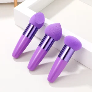 3 Pcs Makeup Sponges Foundation Blender Sponges with Handle, Purple